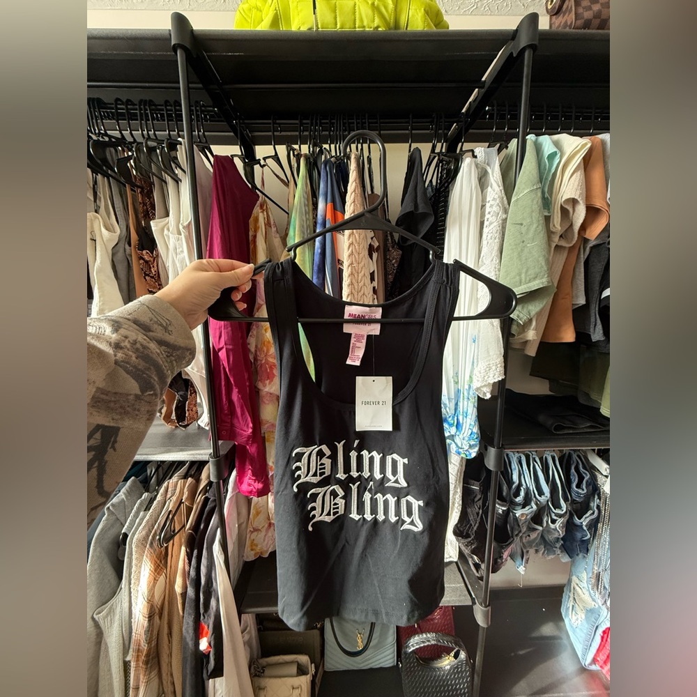 Forever 21 Black Graphic Tank Top